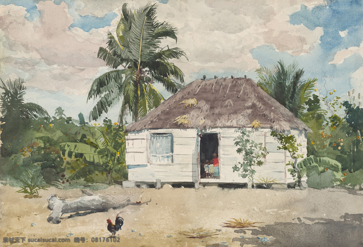 风景油画 弗兰斯 哈尔斯 油画作品 著名油画 国外油画 西方古典油画 油画 艺术 茅屋 房子 树 天空 白云 建筑 景观艺术 现实主义 美国画家 美国 自然 美术馆 温斯 洛 霍默 作品 绘画书法 文化艺术
