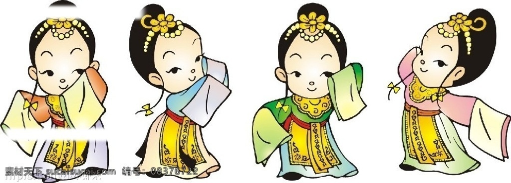 中国娃娃 中国娃娃2 q 版 公仔 跳舞 古典 文化艺术 传统文化 矢量图库