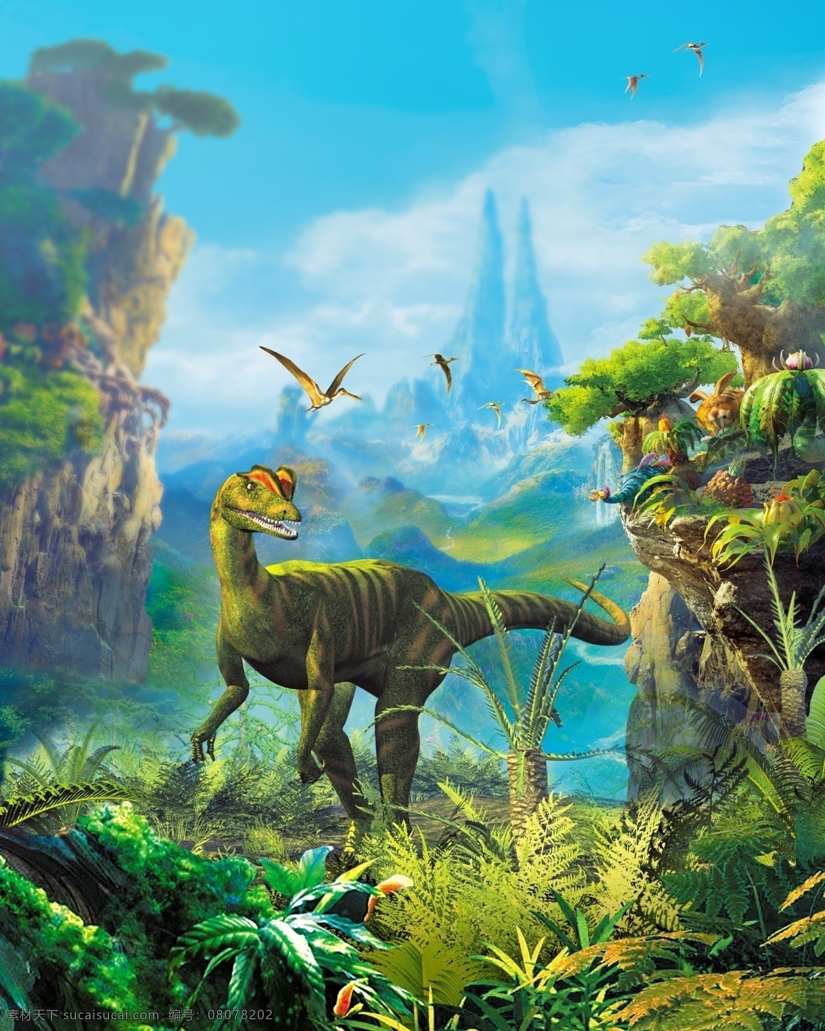 侏罗纪 广告 背景 恐龙 龙 草 丛林 树 原始 森林
