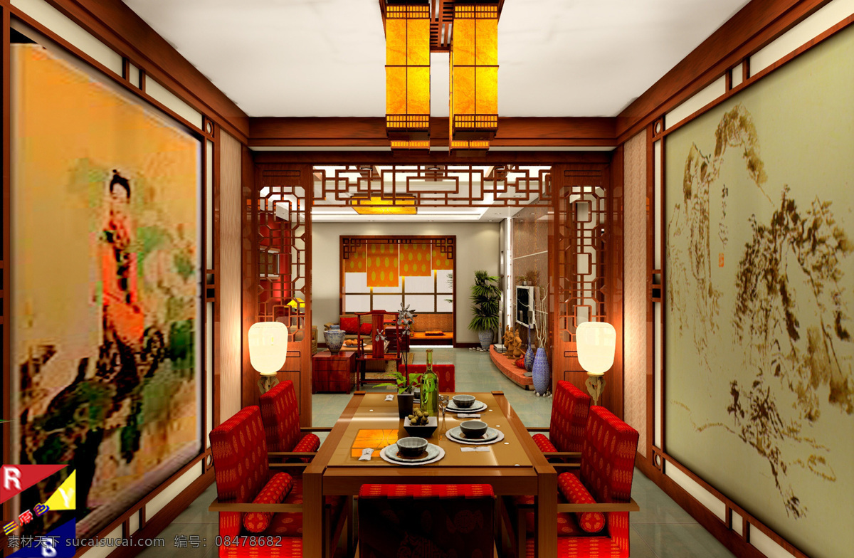 餐厅 餐厅模板下载 餐厅设计 吊顶 环境设计 家装 墙画 餐厅设计素材 室内设计 家居装饰素材