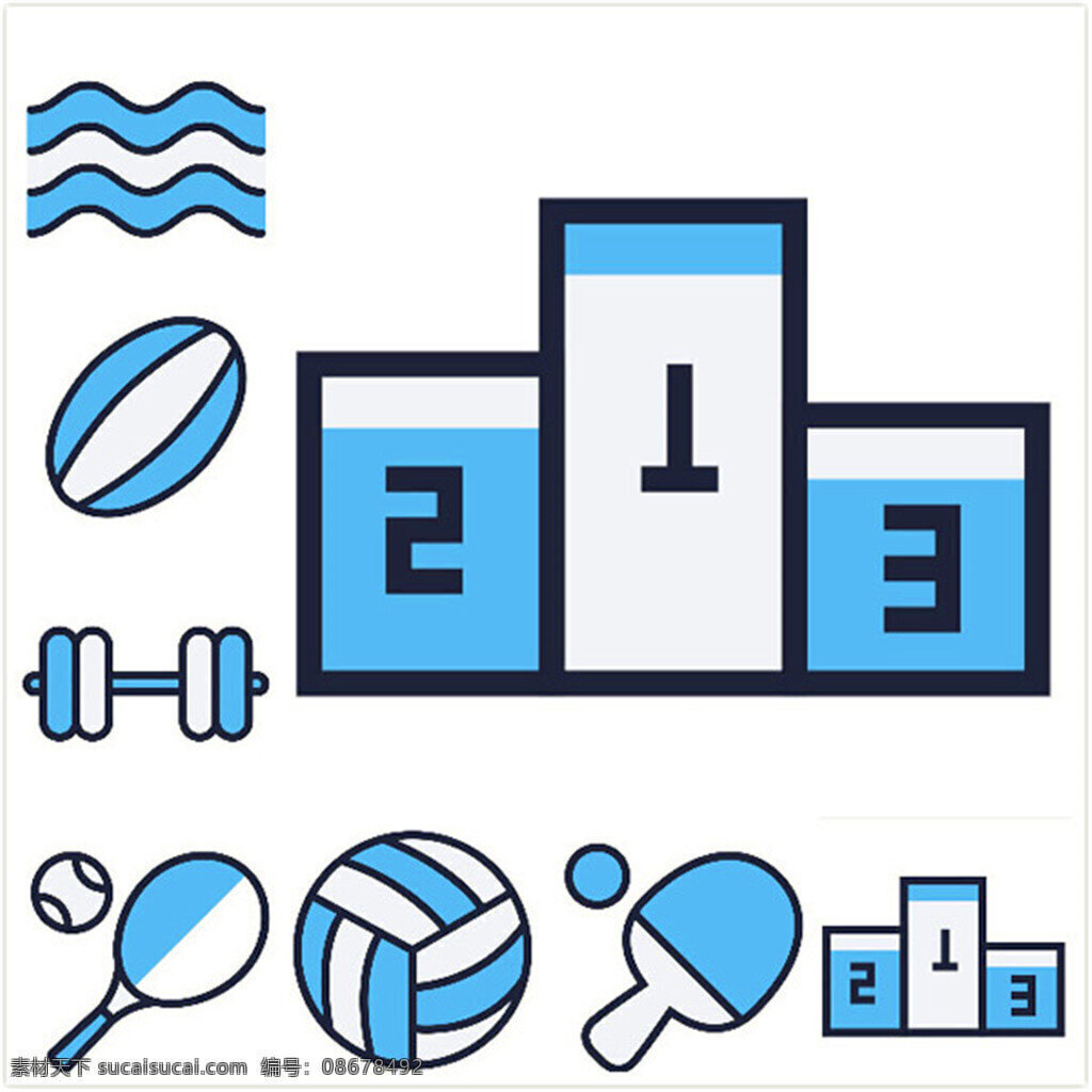 运动标志矢量 蓝色 领奖台 运动 logo 企业标志 公司logo 杂志logo 设计logo 设计矢量素材 乒乓球 橄榄球