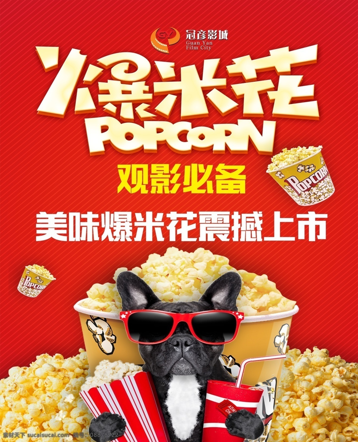 爆米花 电影 小狗 美味 观影必备