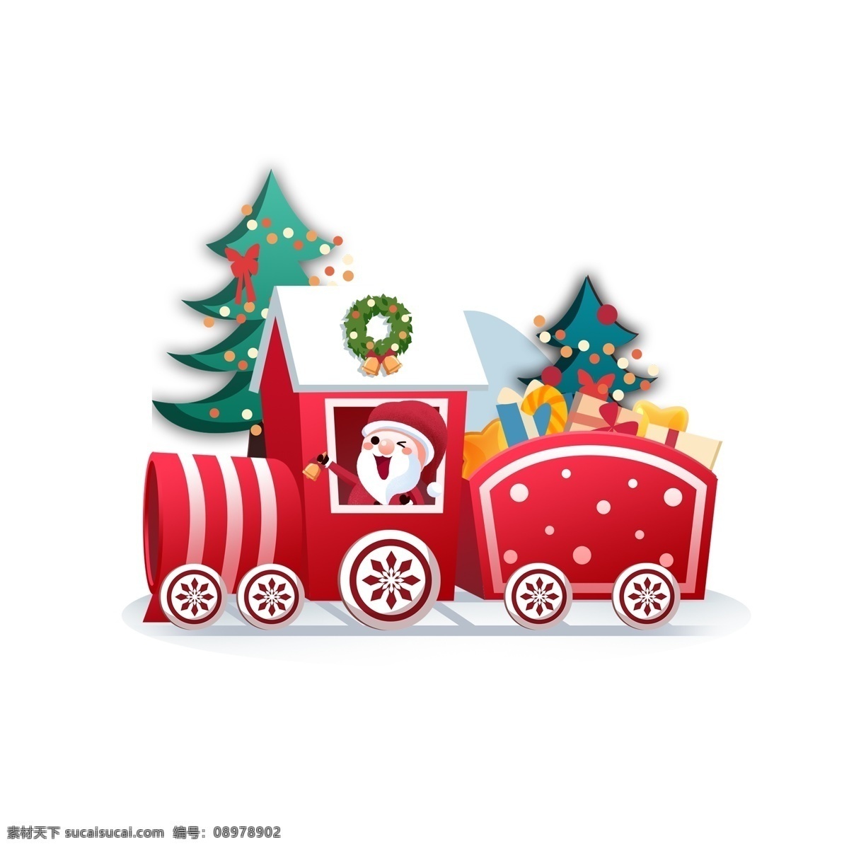 平安夜 圣诞节 圣诞老人 送礼 物 圣诞树 礼物 卡通 可爱 圣诞小火车 圣诞礼物 火车 五角星