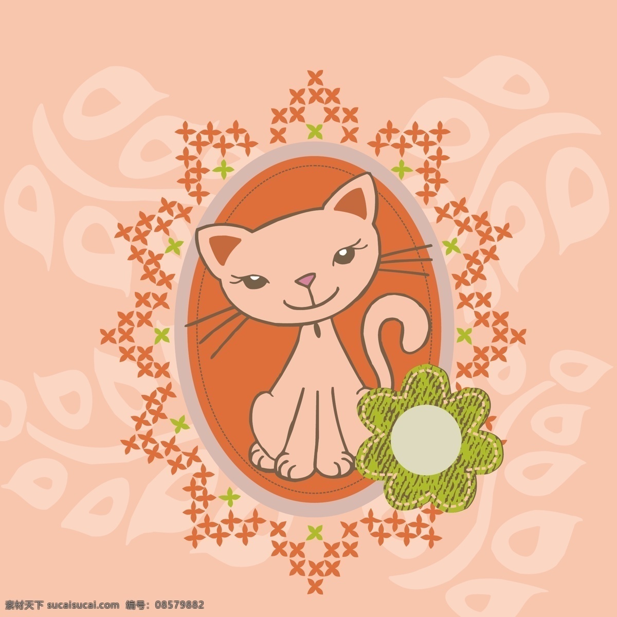 印花 矢量图 动物 服装图案 花朵 花纹 小猫 印花矢量图 面料图库 服装设计 图案花型