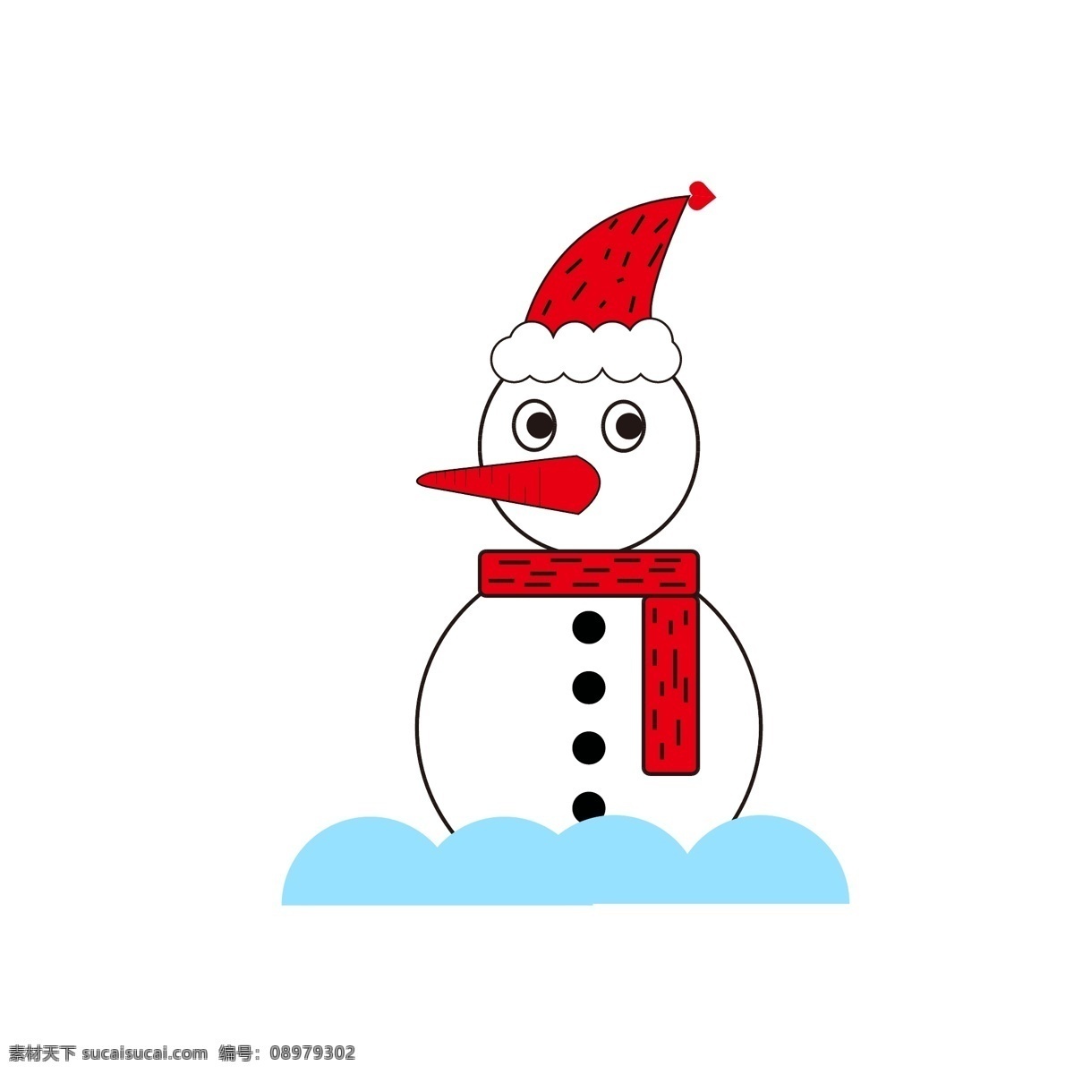 雪人 冬季 卡通 可爱 红色 白色