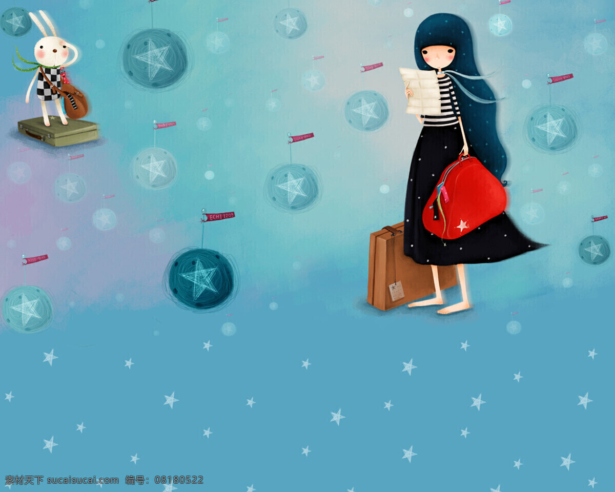 兔子 少女 韩国插画 卡通 清新 插画集