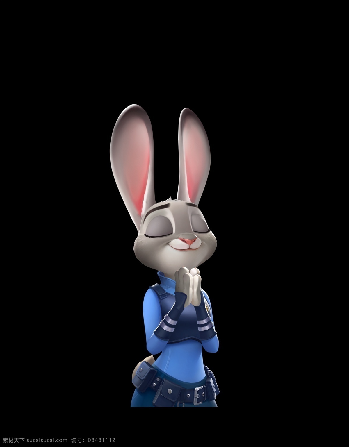 朱迪 疯狂动物城 警官 期待 合掌 闭眼 开心 兔子 大耳朵