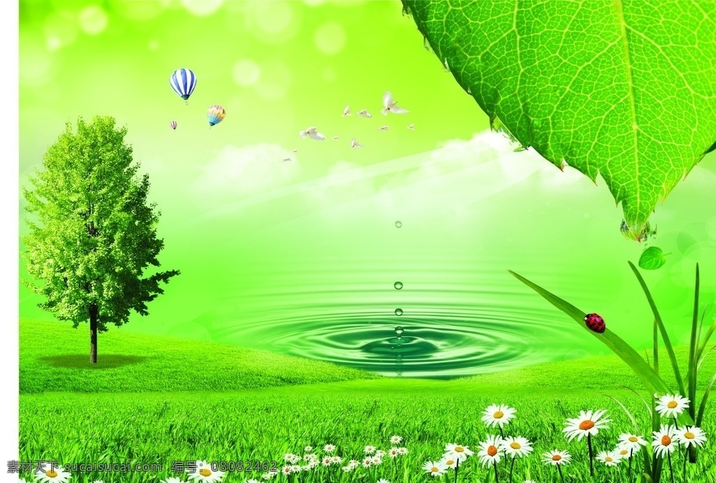 自然风景 绿色 背景 创意设计 大自然 风景 广告公司展板 桃花 自然景观 自然风光