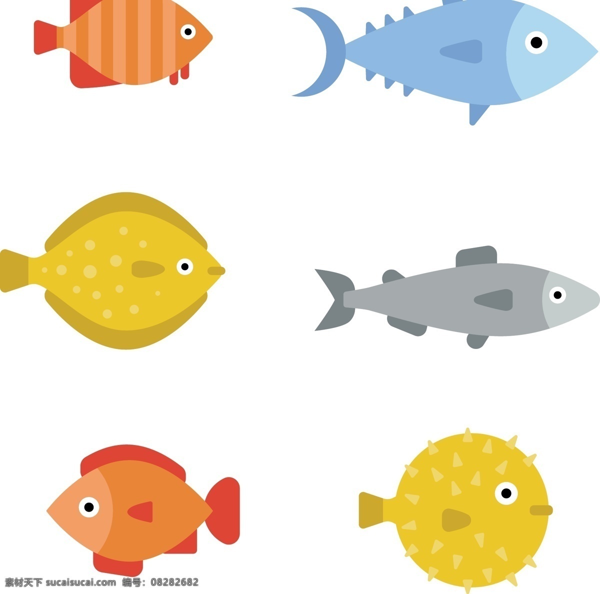 卡通 矢量 可爱 简约 撞 色 鱼类 撞色 海底世界 海底 鱼 水族箱 宠物 早教书 儿童绘本