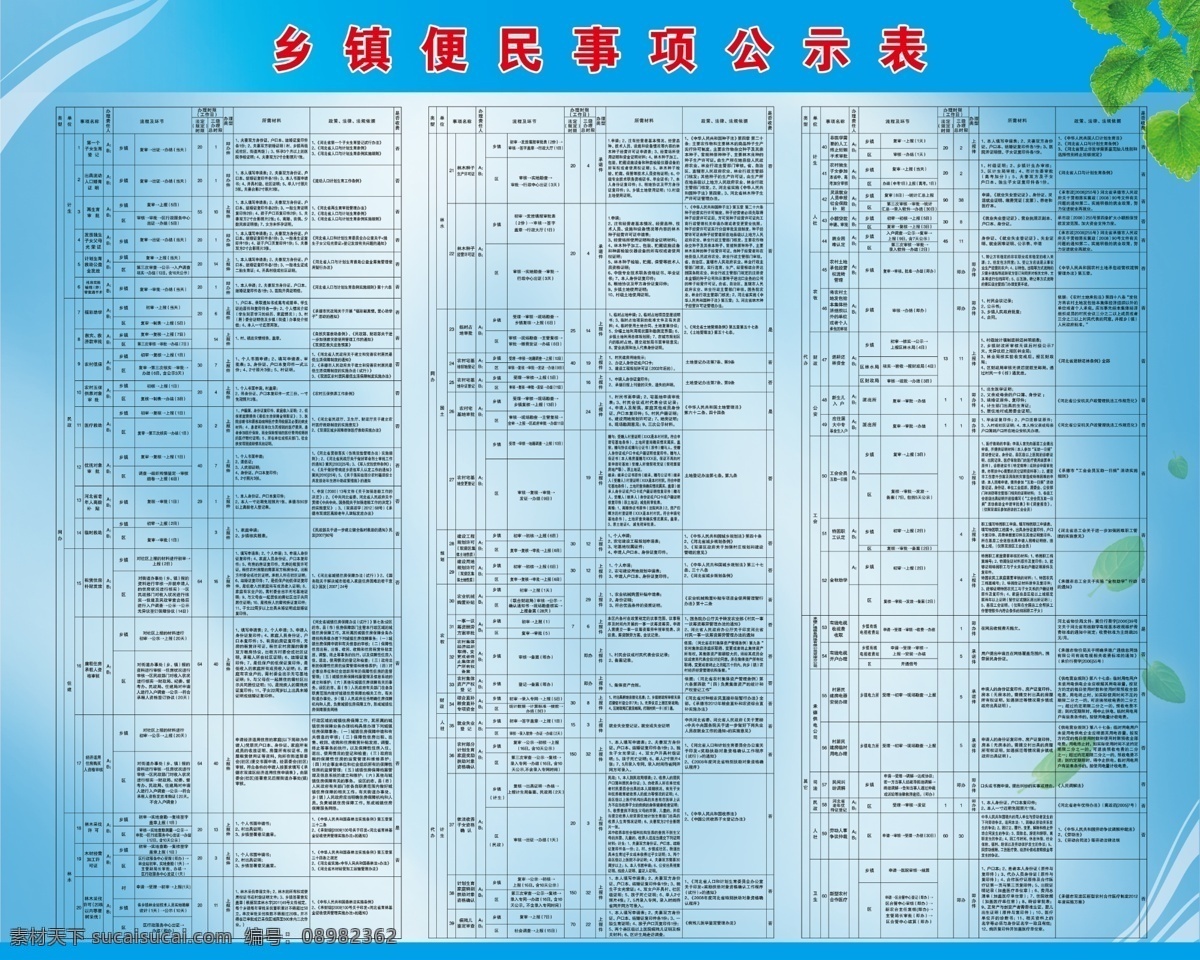 乡镇 便民 事项 公开栏 乡镇公开栏 便民服务 展板 乡镇便民服务 公示栏 展板模板 广告设计模板 源文件