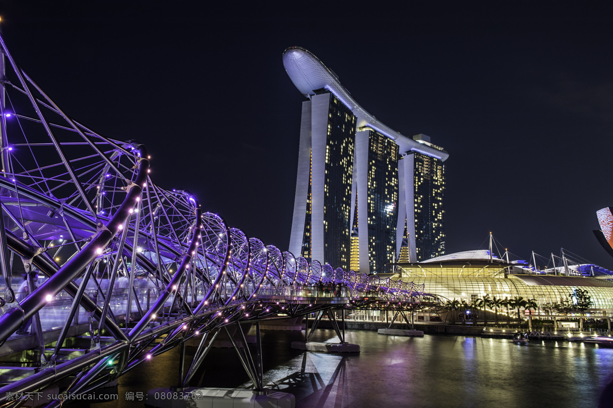 水上 桥 夜景 灯光 城市 建筑 城市风光 环境家居