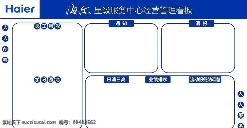 服务 看板 海尔服务 员工风彩 学习园地 生活百科 休闲娱乐