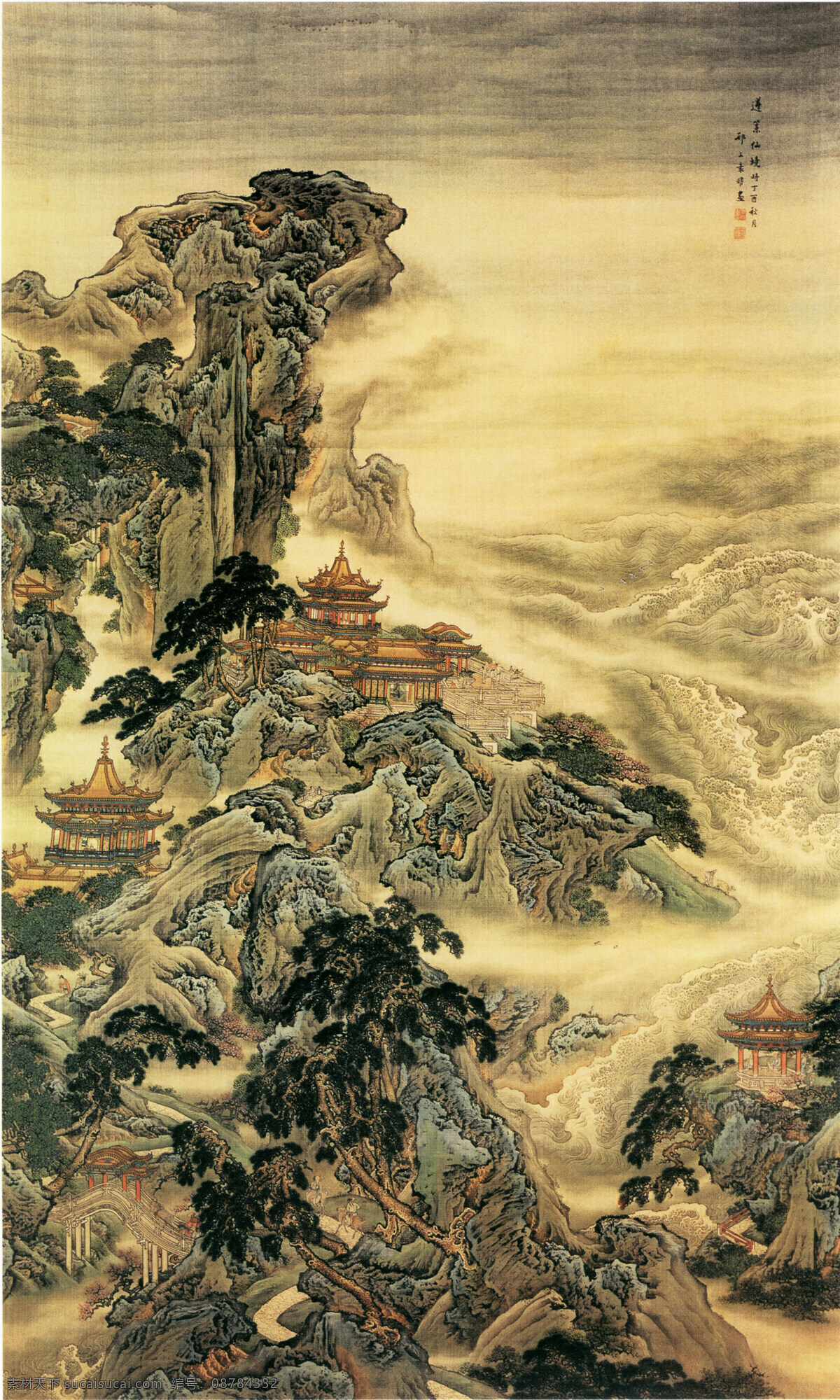 清 袁 耀 山水 界 画 蓬莱仙境 图 袁耀 山水界画 蓬莱仙境图 中国传世名画 共享图片 文化艺术 绘画书法