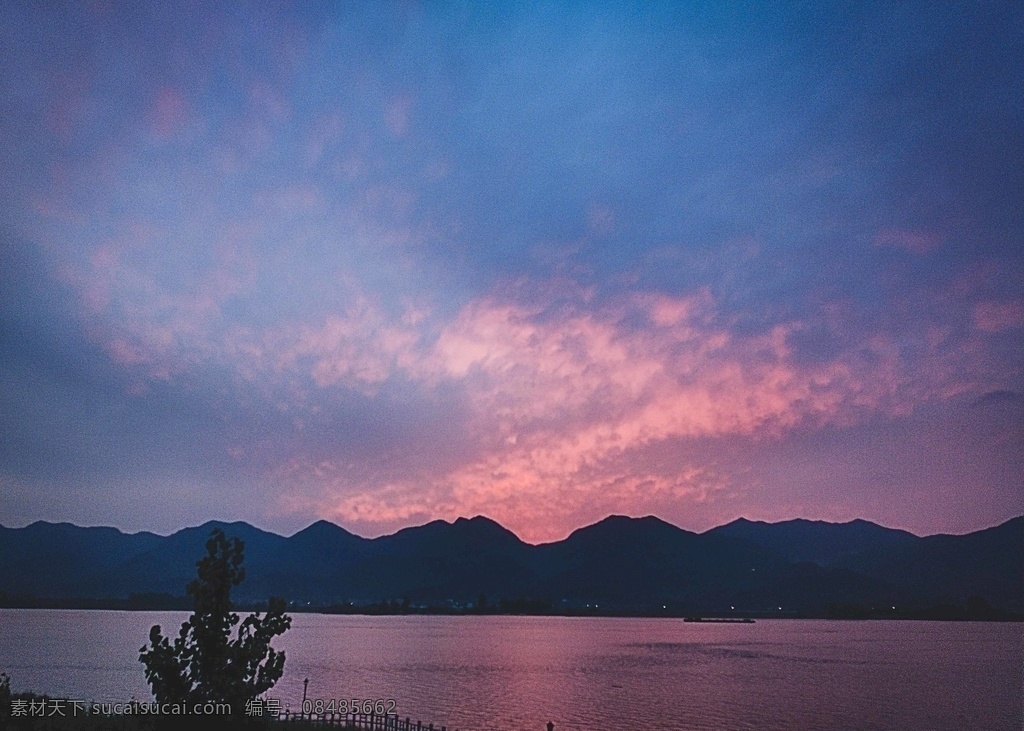 富春江 傍晚 奇景 江景 天空 粉色 自然景观 山水风景