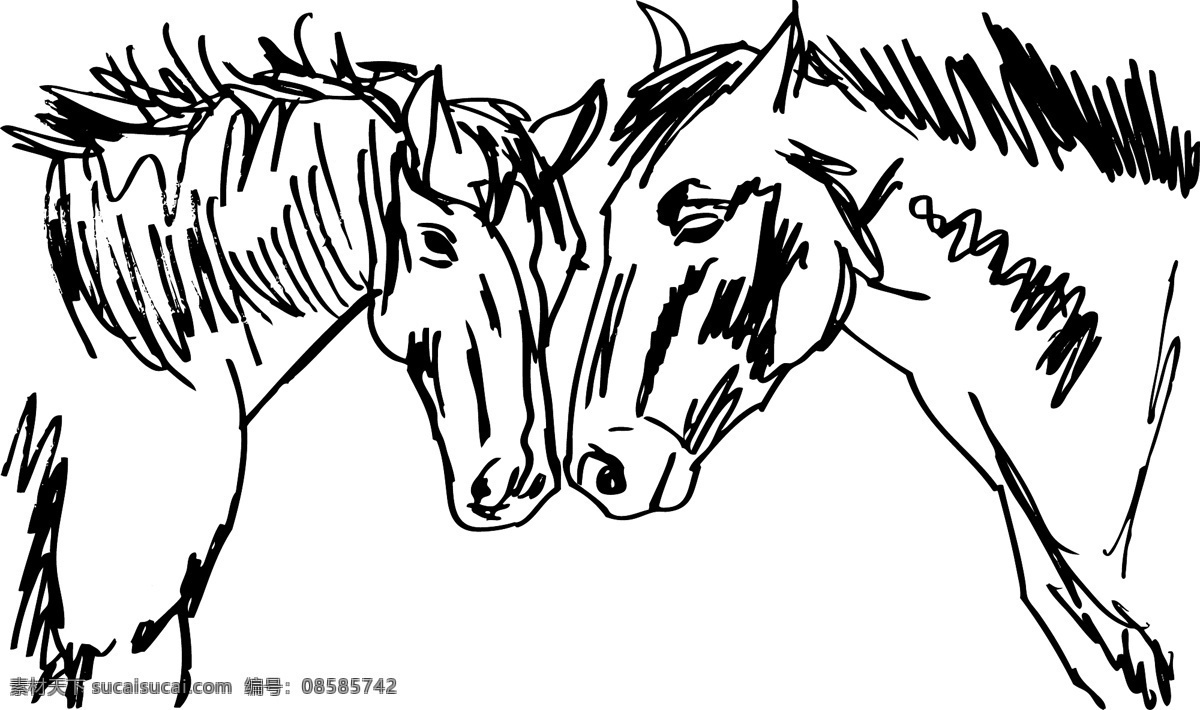 种马 素描 插画 矢量 矢量图 其他矢量图