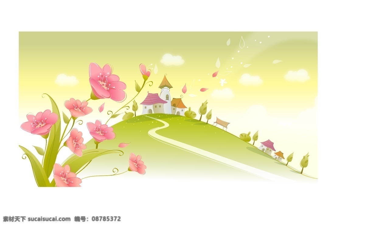 韩国 春夏 风景 矢量图 其他矢量图