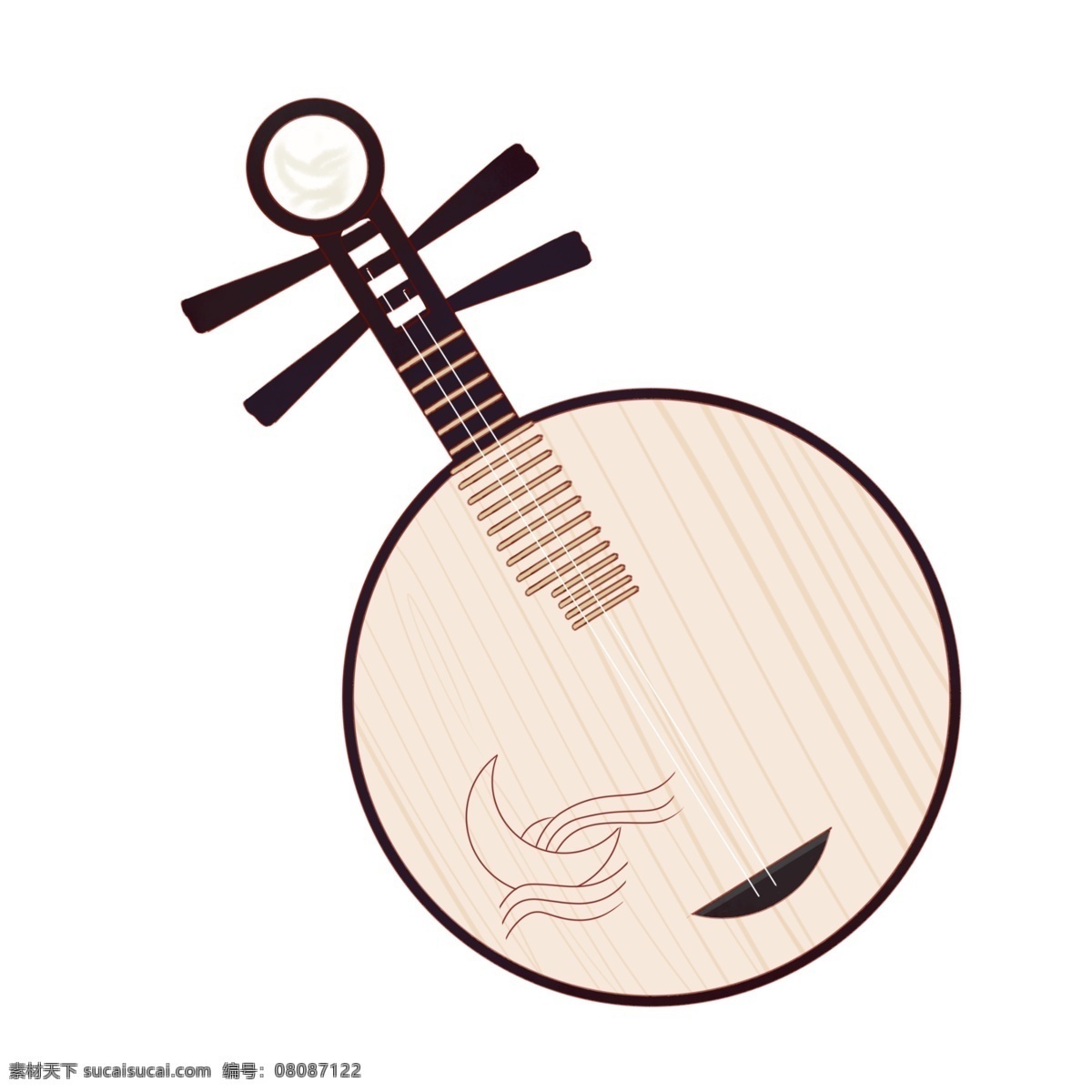 中国 风月 琴 手绘 插画 创意月琴 卡通的月琴 手绘月琴 月琴装饰 月琴插画 漂亮的月琴 月琴乐器