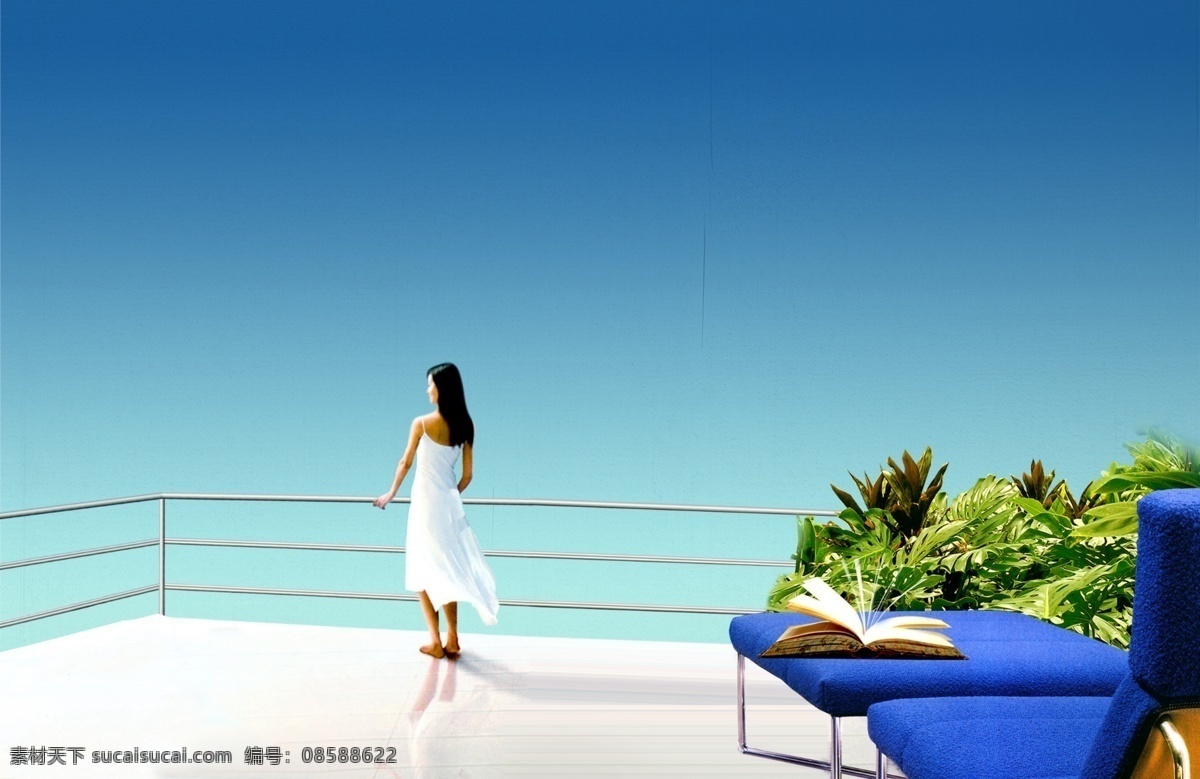 阳台 企业形象 企业广告 阳台风景 空旷 大气 广告创意 笔 psd源文件 分层 创意素材 源文件