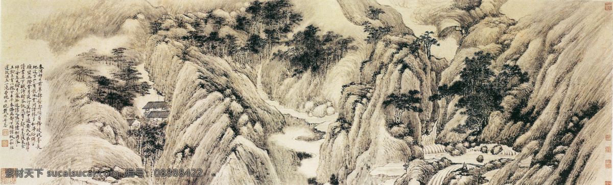 名家 戴 熙 真迹 山水 名画 书画 忆 松 图 长卷 古画 墨笔 山水画 山水名画书画 书画真迹 中国水墨画 忆松图 名家戴熙 纸本 构图严谨 树石水墨轻淡 皴擦浑厚 文化艺术