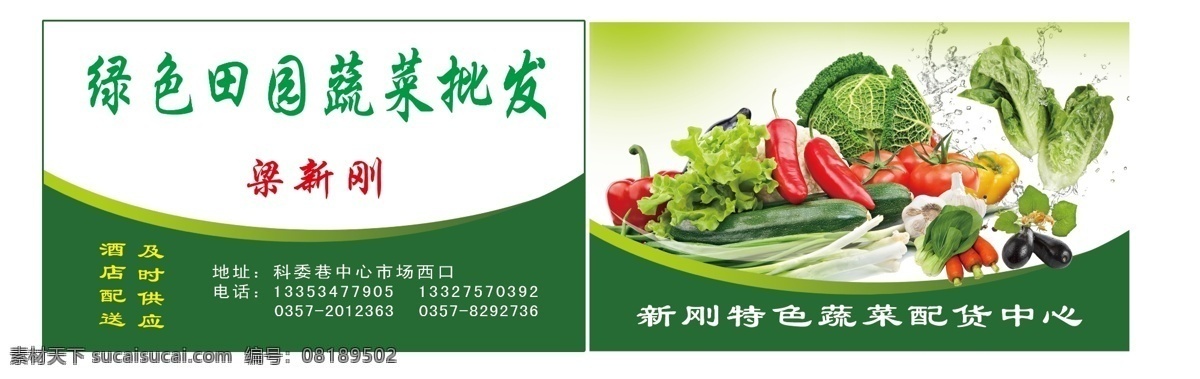 蔬菜名片 新鲜蔬菜 绿色蔬菜 蔬菜批发 蔬菜大全 名片卡片 广告设计模板 源文件