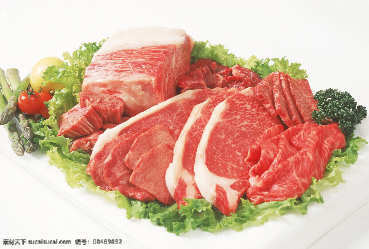 菜叶 上 肉食 肉 肉类 食物 美食 食材原料 餐饮美食