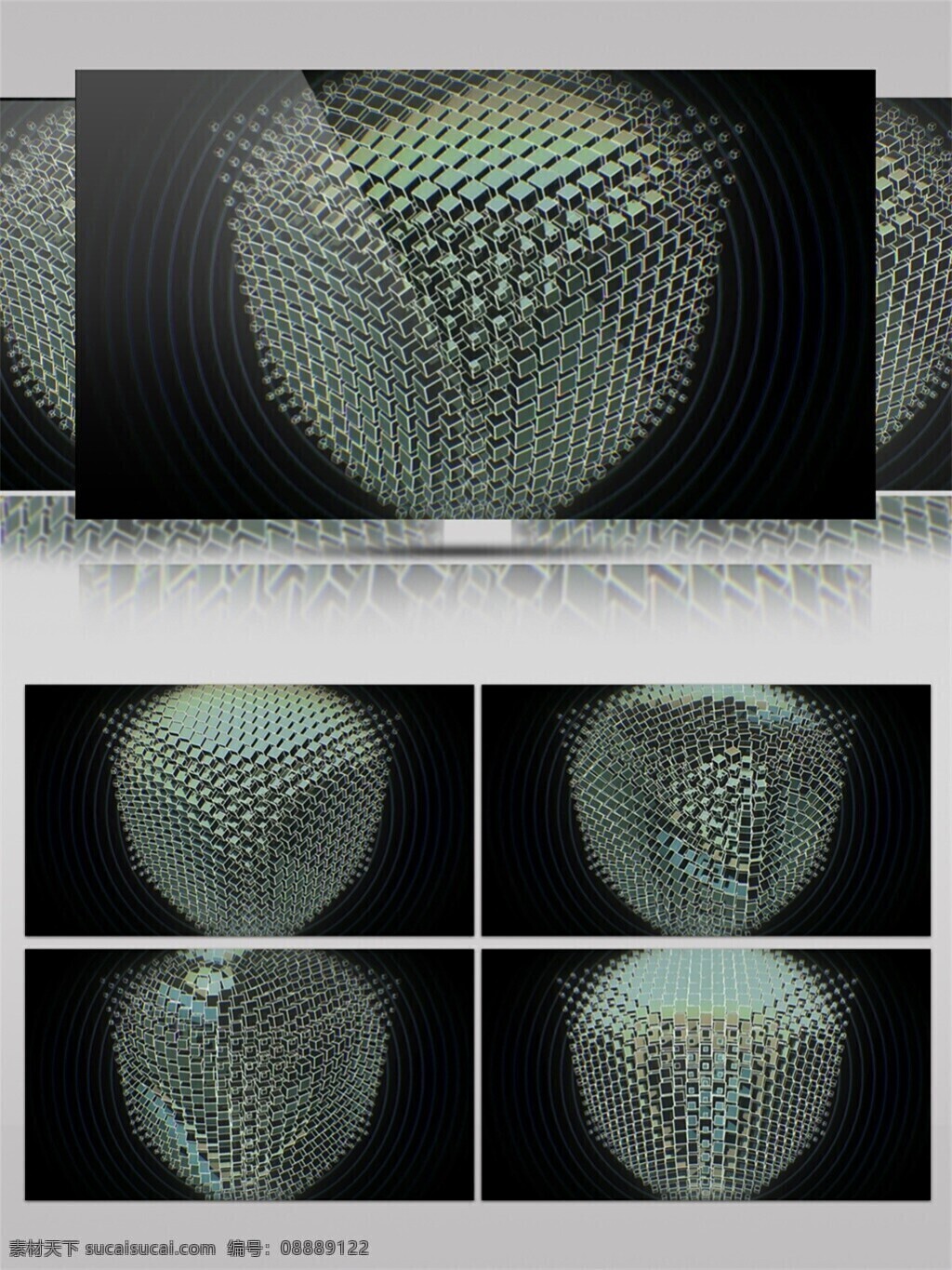 绿色 点阵 魔方 动态 视频 方块 激光 高清素材 唯美素材 光景素材