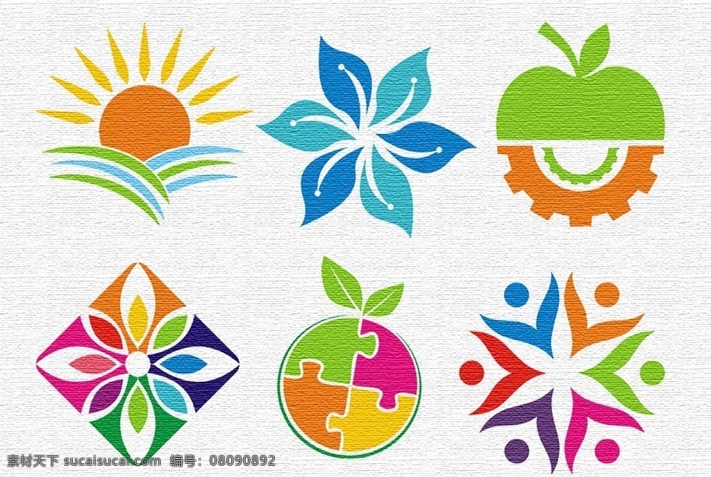 标志设计 花卉标志 太阳标志 苹果标志 齿轮标志 标志图标 企业 logo 标志