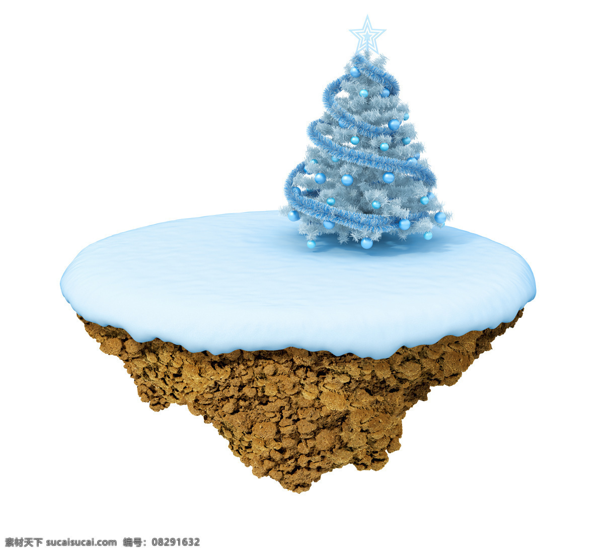 悬浮 岛上 圣诞树 雪地 雪景 圣诞节 小岛 悬浮岛 创意图片 抽象 艺术 其他类别 环境家居