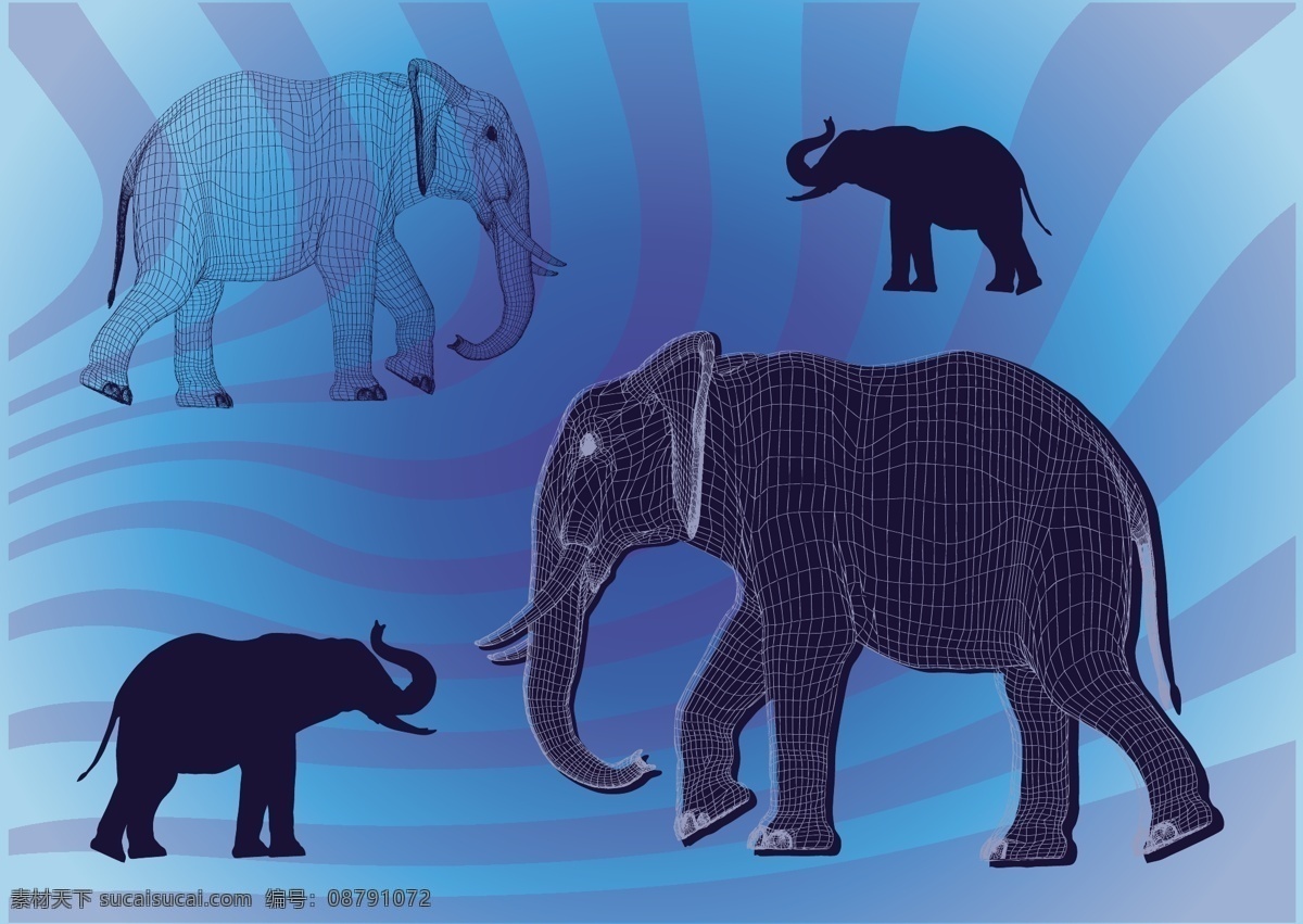 动物 剪影 矢量 部分 大象 犀牛 向量 猴子 矢量图 其他矢量图