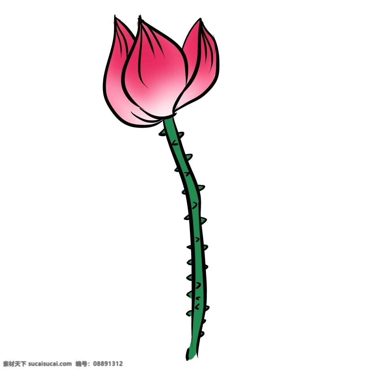 手绘 只 莲花 元素 中国风 插画 植物 花卉