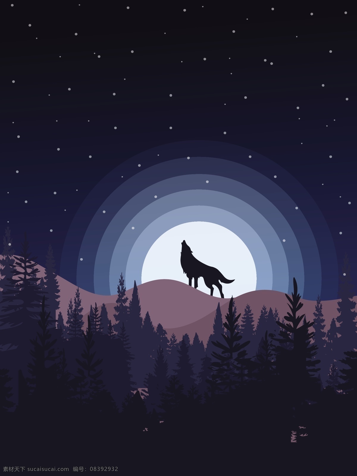 山顶 上 狼 背景 图 广告背景 广告 背景素材 底纹背景 月亮 蓝色天空 星空 背景图