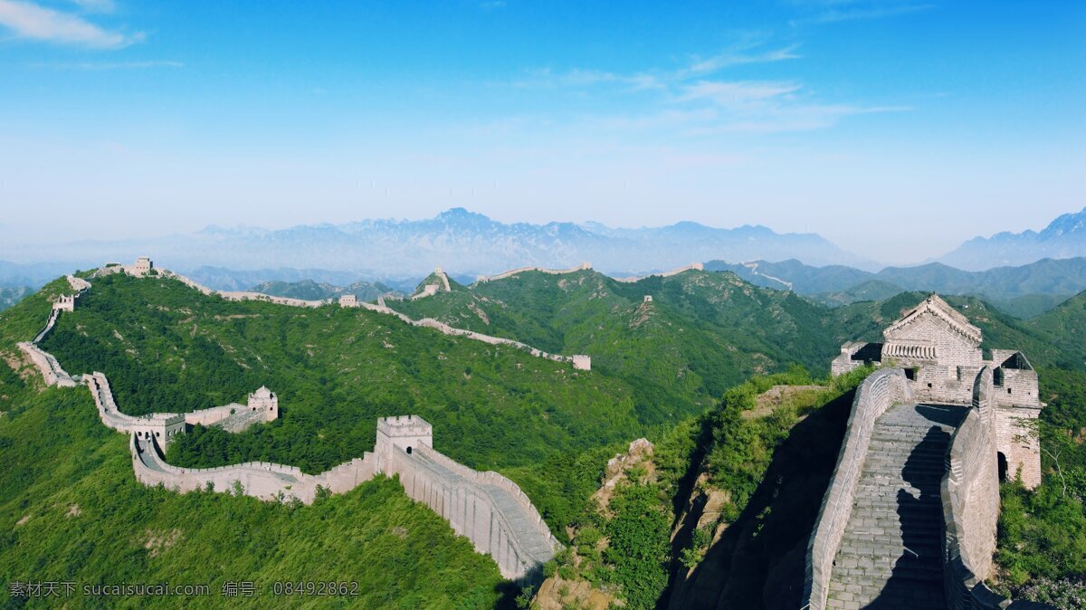 中国 长城 万里长城 长城壁纸 长城风景 大气 青色 天蓝色