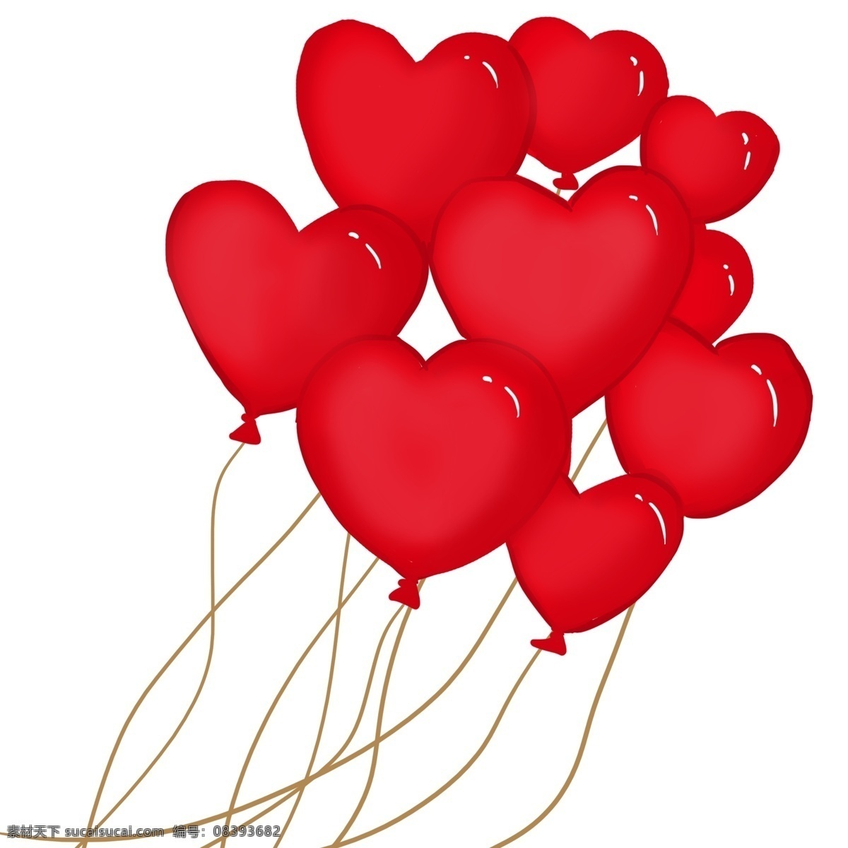 手绘 桃 心 气球 插画 结婚 爱情 爱心气球 手绘气球 桃心气球 红色气球 婚礼气球 气球插画