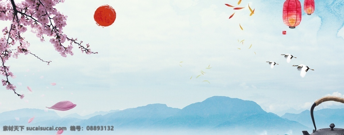 中国 风 白露 传统 节气 banner 背景 中国风 二十四节气 风景 简约 传统节气