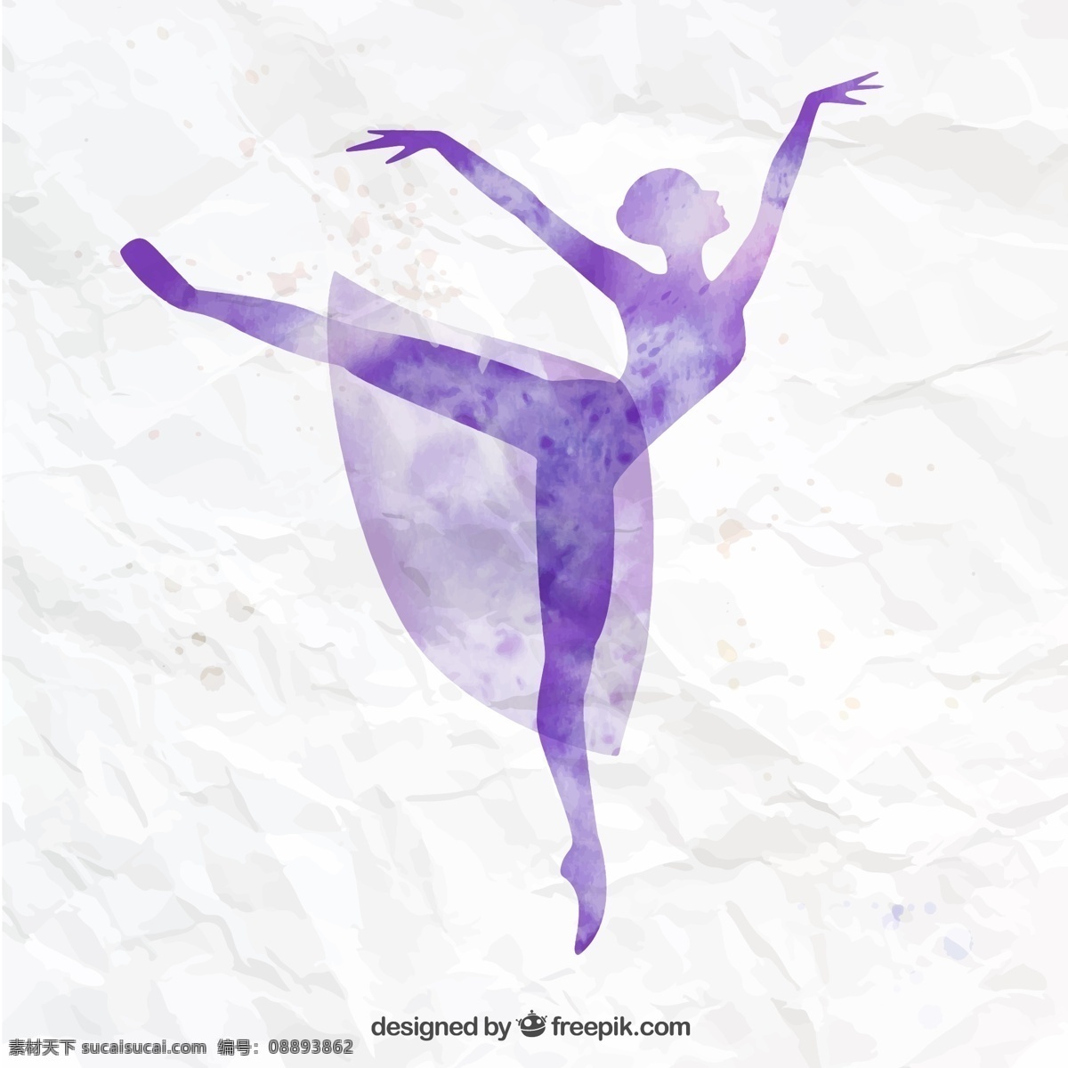 紫色 水彩 舞蹈 女郎 剪影 矢量 白色