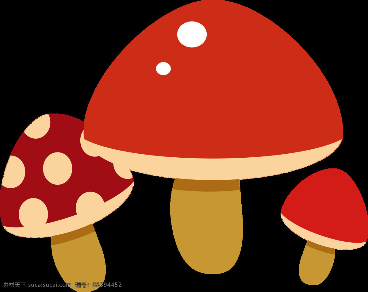 手绘 红色 蘑菇 元素 卡通 可爱 鲜艳 红色蘑菇 免抠