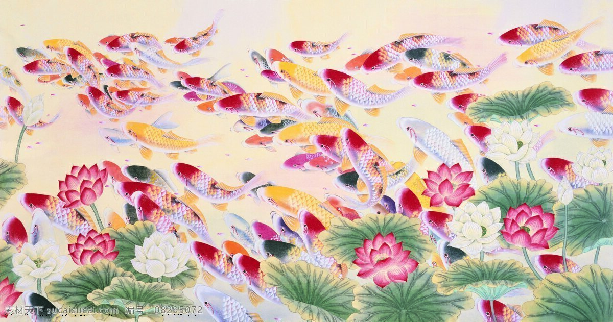 古代百鱼图 百鱼图 文化艺术 美术绘画 设计图库