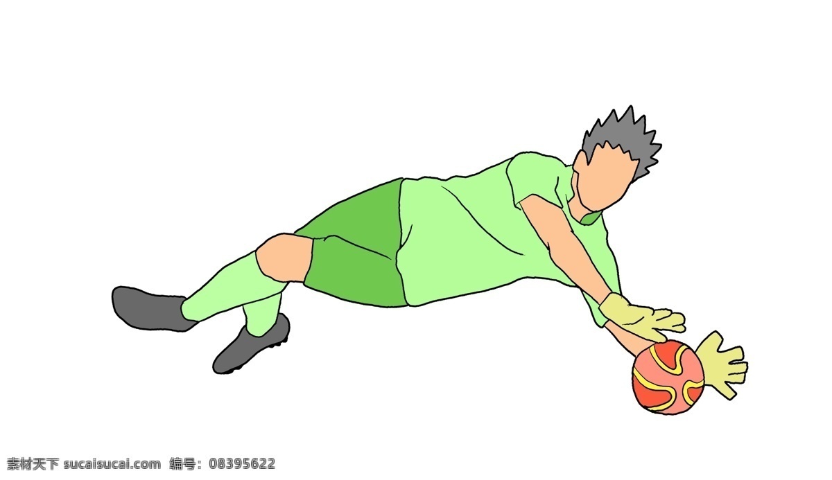 足球 守门员 卡通 插画 足球守门员 黄色手套 绿色运动服 足球运动 世界杯 卡通插画 锻炼身体 体育