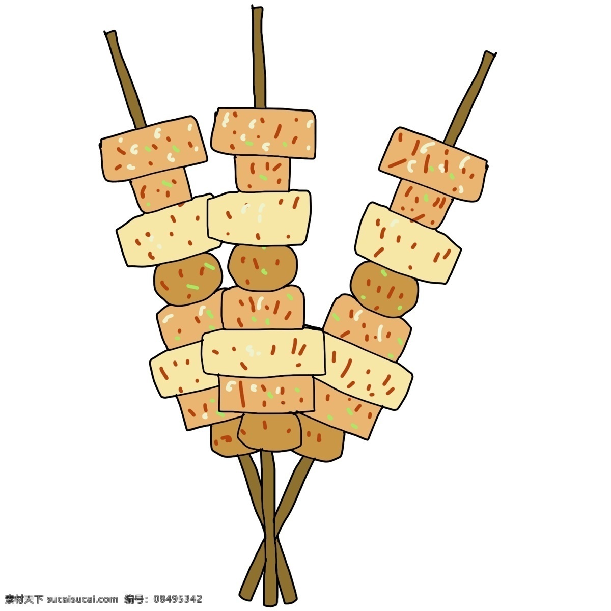 烧烤 串串 小吃 插图 烤串
