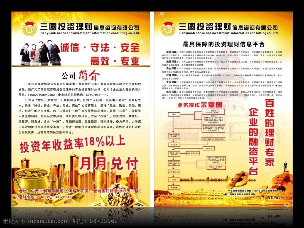 投资理财单页 投资 理财 单页 黄金 金色 大方 矢量