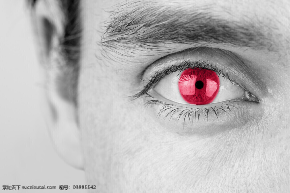 红色 男人 眼睛 视网膜 眼球 眼球结构组织 瞳孔 男人眼睛 人体器官 人体器官图 人物图片