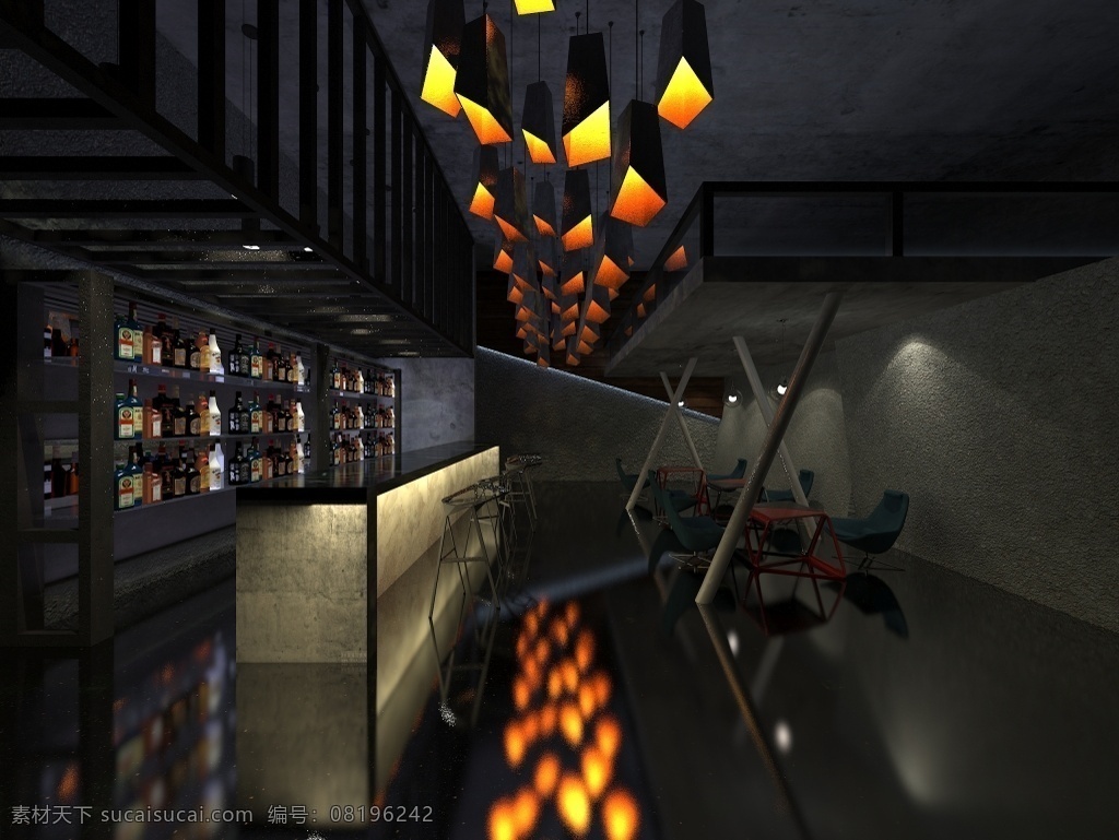 室内设计 现代 风 酒吧 效果图 3d 现代风格 酒吧效果图 工装效果图 loft