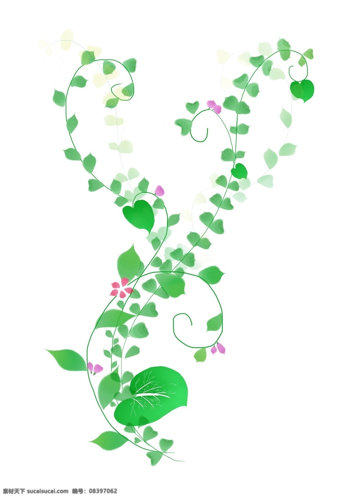绿色植物 花 藤 插画 卡通花藤 绿叶装饰 花藤装饰 绿色藤蔓 小花装饰 卡通插画 漂亮的花藤