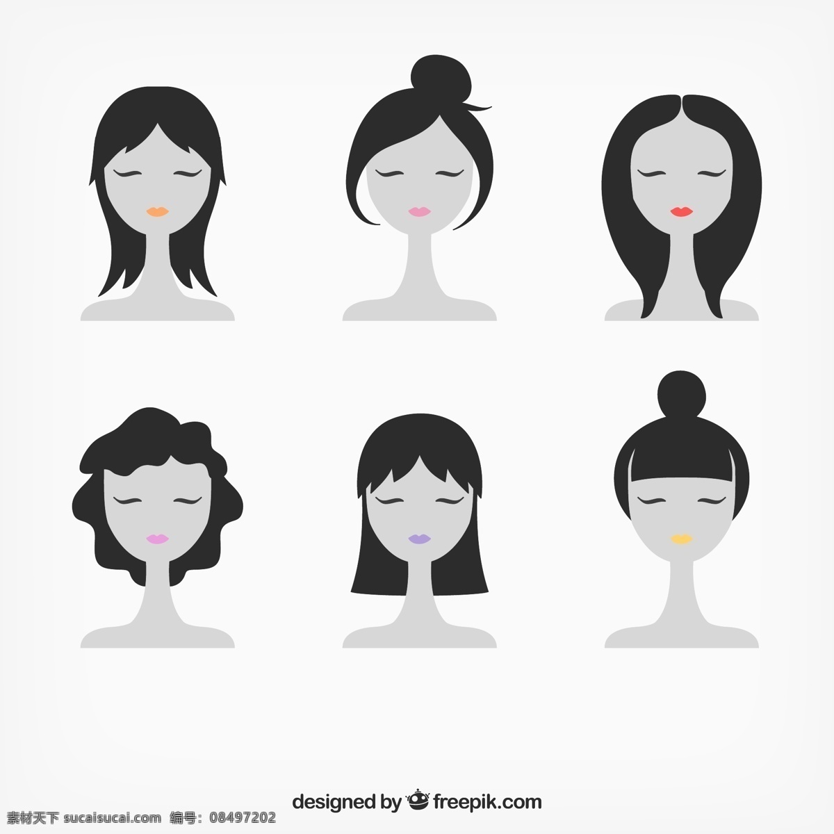 闭眼女子头像 闭眼 女子头像 发型 人物 白色