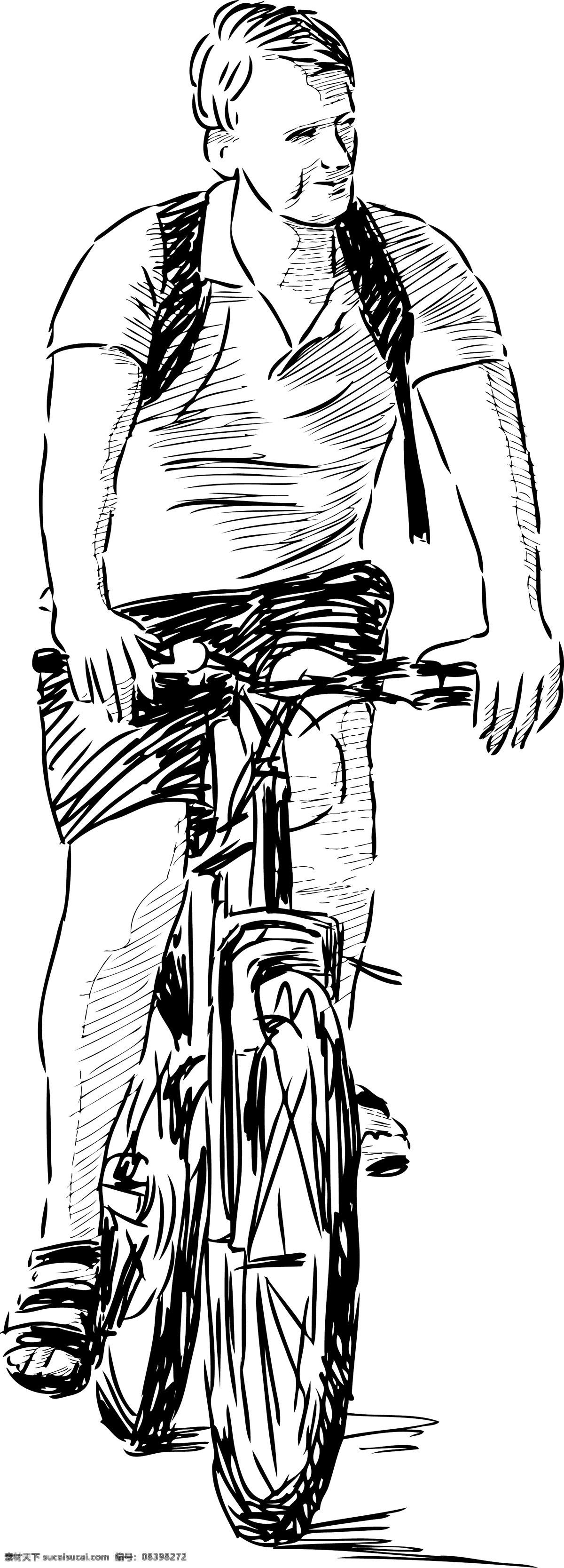 骑行的人 人物 体育 运动 骑自行车 速写 白色