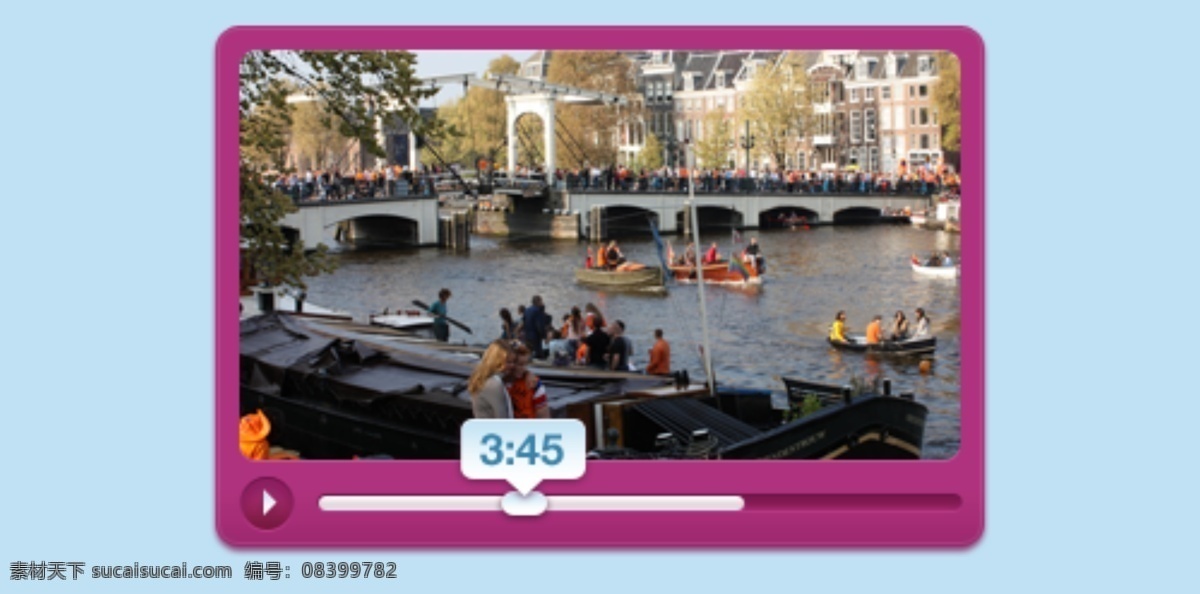 一个 粉红色 充满 活力 视频 播放器 界面 手机 app