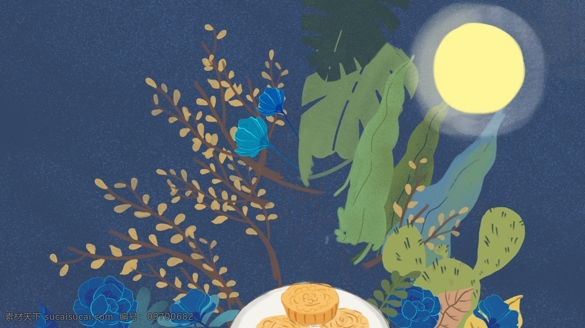 简约 中秋节 圆月 月饼 banner 背景 中秋月饼 中秋 特邀 彩绘背景 花好月圆 月圆中秋 玉兔