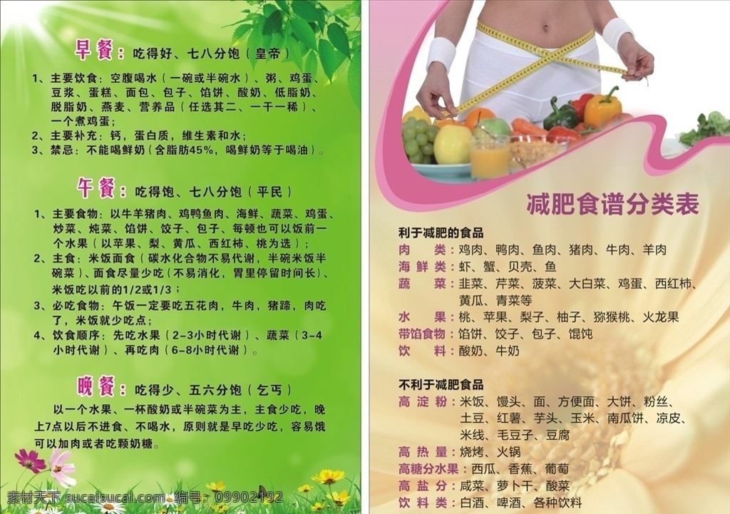 减肥食谱 传单 dm单 减肥 食谱 绿底 dm宣传单