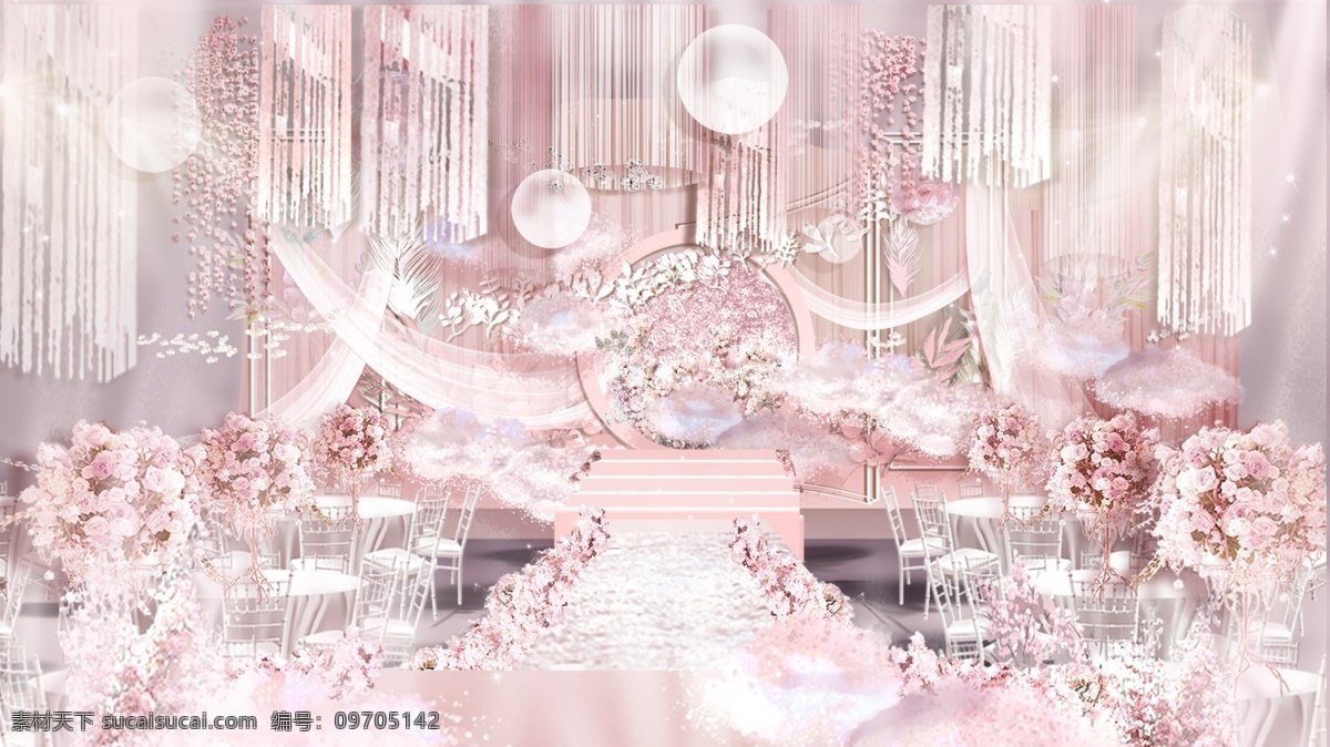 粉色 婚礼 效果图 婚礼效果图 梦幻 唯美 环境设计 舞美设计