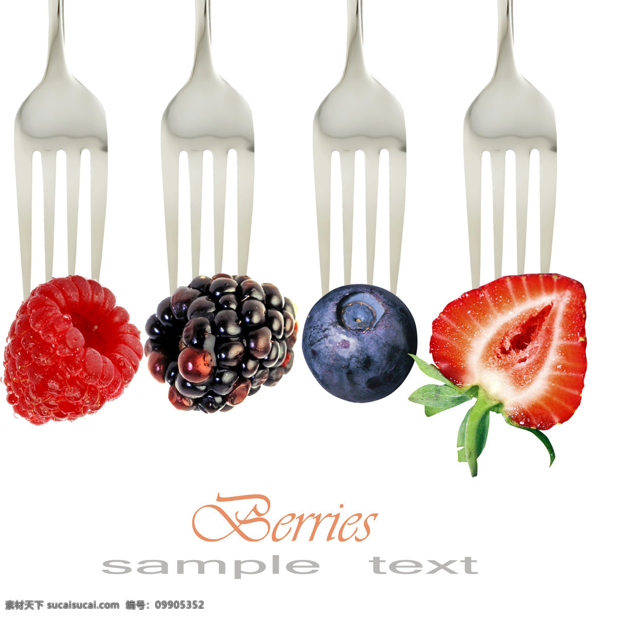 叉子 水果 新鲜水果 浆果 覆盆子 桑椹 草莓 蓝莓 餐具 餐具厨具 餐饮美食